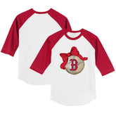 White/Red Boston Red Sox Tiny Turnip Youth Baseball Bow 3/4-Sleeve Raglan T-Shirt