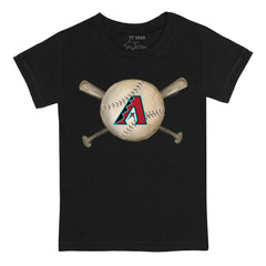 Black Arizona Diamondbacks Tiny Turnip Youth Baseball Cross Bats T-Shirt