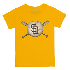 Gold San Diego Padres Tiny Turnip Youth Baseball Cross Bats T-Shirt