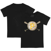 Black Pittsburgh Pirates Tiny Turnip Youth Baseball Cross Bats T-Shirt
