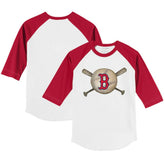 White/Red Boston Red Sox Tiny Turnip Youth Baseball Cross Bats 3/4-Sleeve Raglan T-Shirt