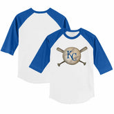 White/Royal Kansas City Royals Tiny Turnip Youth Baseball Cross Bats 3/4-Sleeve Raglan T-Shirt