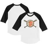 White/Black San Francisco Giants Tiny Turnip Youth Baseball Cross Bats 3/4-Sleeve Raglan T-Shirt