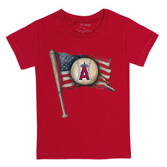 Red Los Angeles Angels Tiny Turnip Youth Baseball Flag T-Shirt