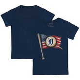 Navy Detroit Tigers Tiny Turnip Youth Baseball Flag T-Shirt