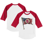 White/Red St. Louis Cardinals Tiny Turnip Youth Baseball Flag 3/4-Sleeve Raglan T-Shirt