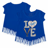 Royal Los Angeles Dodgers Tiny Turnip Girls Youth Baseball Love Fringe T-Shirt