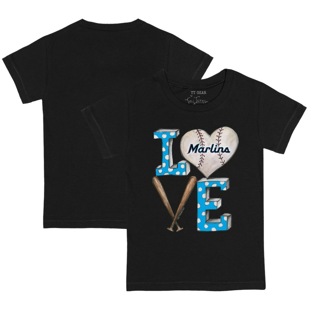 Black Miami Marlins Tiny Turnip Youth Baseball Love T-Shirt