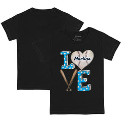 Black Miami Marlins Tiny Turnip Youth Baseball Love T-Shirt