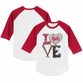 White/Red Cincinnati Reds Tiny Turnip Youth Baseball Love 3/4-Sleeve Raglan T-Shirt