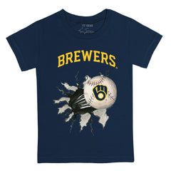 Navy Milwaukee Brewers Tiny Turnip Youth Baseball Tear T-Shirt