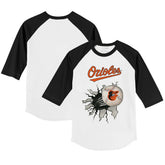 White/Black Baltimore Orioles Tiny Turnip Youth Baseball Tear 3/4-Sleeve Raglan T-Shirt