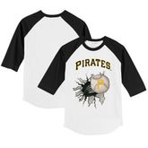 White/Black Pittsburgh Pirates Tiny Turnip Youth Baseball Tear 3/4-Sleeve Raglan T-Shirt