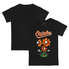 Black Baltimore Orioles Tiny Turnip Youth Blooming Baseballs T-Shirt