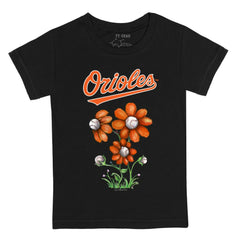Black Baltimore Orioles Tiny Turnip Youth Blooming Baseballs T-Shirt