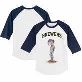 White/Navy Milwaukee Brewers Tiny Turnip Youth Bubbles 3/4-Sleeve Raglan T-Shirt