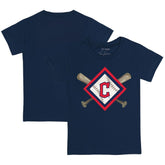 Navy Cleveland Guardians Tiny Turnip Youth Diamond Cross Bats T-Shirt