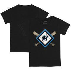 Black Miami Marlins Tiny Turnip Youth Diamond Cross Bats T-Shirt