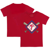 Red Philadelphia Phillies Tiny Turnip Youth Diamond Cross Bats T-Shirt