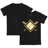 Black Pittsburgh Pirates Tiny Turnip Youth Diamond Cross Bats T-Shirt