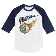 White/Navy Seattle Mariners Tiny Turnip Youth Fastball 3/4-Sleeve Raglan T-Shirt