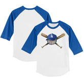 White/Royal Los Angeles Dodgers Tiny Turnip Youth Hat Crossbats 3/4-Sleeve Raglan T-Shirt