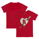 Red St. Louis Cardinals Tiny Turnip Youth Heart Bat T-Shirt