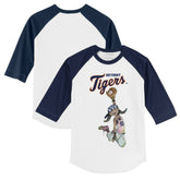 White/Navy Detroit Tigers Tiny Turnip Youth Jada 3/4-Sleeve Raglan T-Shirt