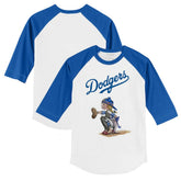 White/Royal Los Angeles Dodgers Tiny Turnip Youth Kate 3/4-Sleeve Raglan T-Shirt