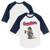 White/Navy Cleveland Guardians Tiny Turnip Youth Kate 3/4-Sleeve Raglan T-Shirt