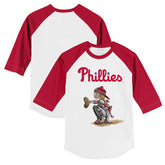 White/Red Philadelphia Phillies Tiny Turnip Youth Kate 3/4-Sleeve Raglan T-Shirt