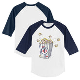 White/Navy Minnesota Twins Tiny Turnip Youth Popcorn 3/4-Sleeve Raglan T-Shirt