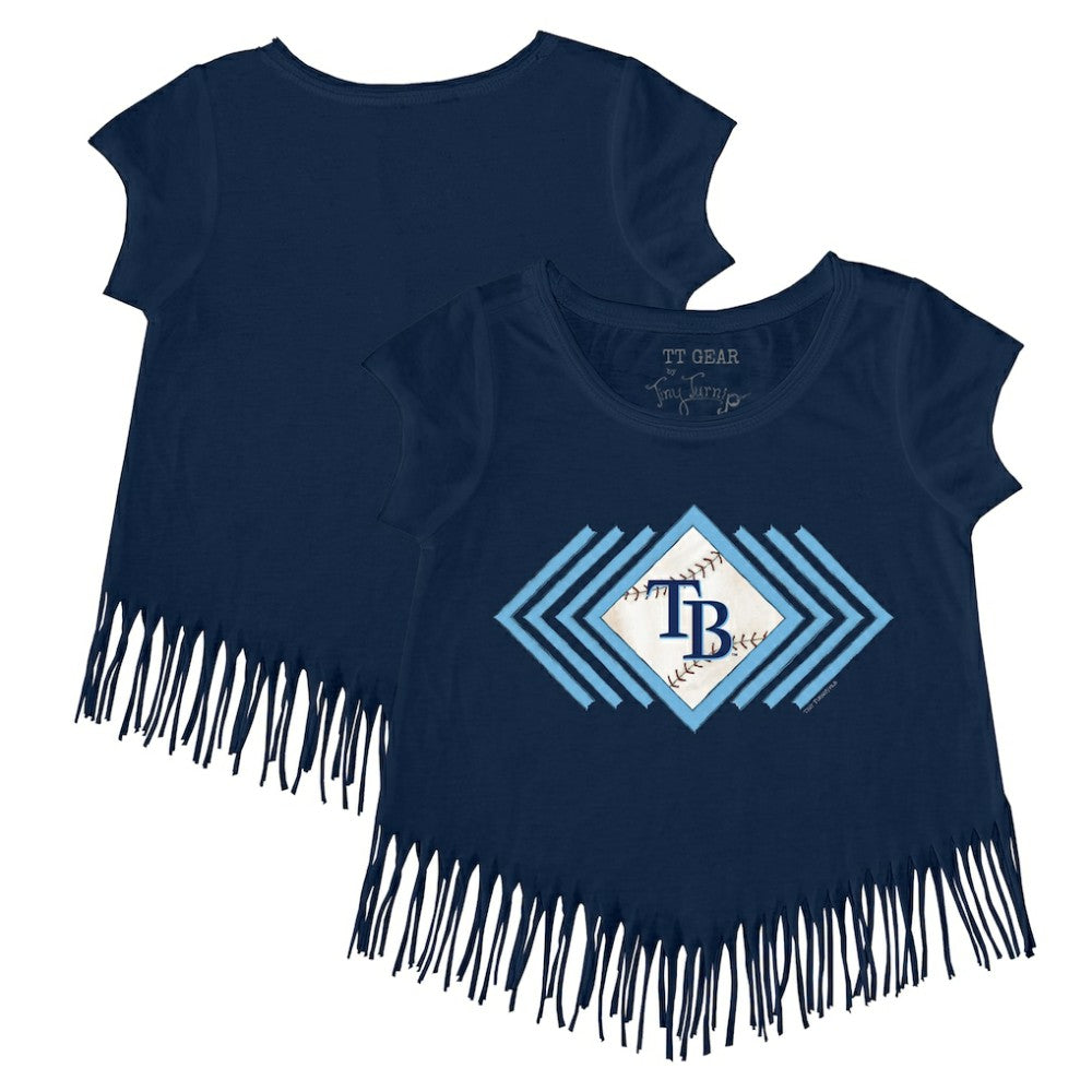 Navy Tampa Bay Rays Tiny Turnip Girls Youth Prism Arrows Fringe T-Shirt