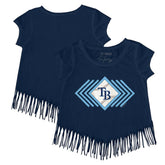 Navy Tampa Bay Rays Tiny Turnip Girls Youth Prism Arrows Fringe T-Shirt