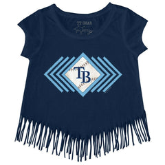 Navy Tampa Bay Rays Tiny Turnip Girls Youth Prism Arrows Fringe T-Shirt