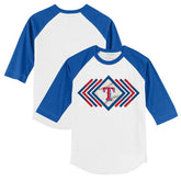 White/Royal Texas Rangers Tiny Turnip Youth Prism Arrows 3/4-Sleeve Raglan T-Shirt