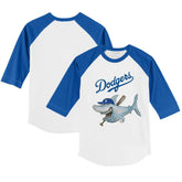 White/Royal Los Angeles Dodgers Tiny Turnip Youth Shark 3/4-Sleeve Raglan T-Shirt