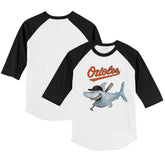 White/Black Baltimore Orioles Tiny Turnip Youth Shark 3/4-Sleeve Raglan T-Shirt
