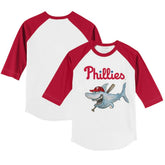 White/Red Philadelphia Phillies Tiny Turnip Youth Shark 3/4-Sleeve Raglan T-Shirt