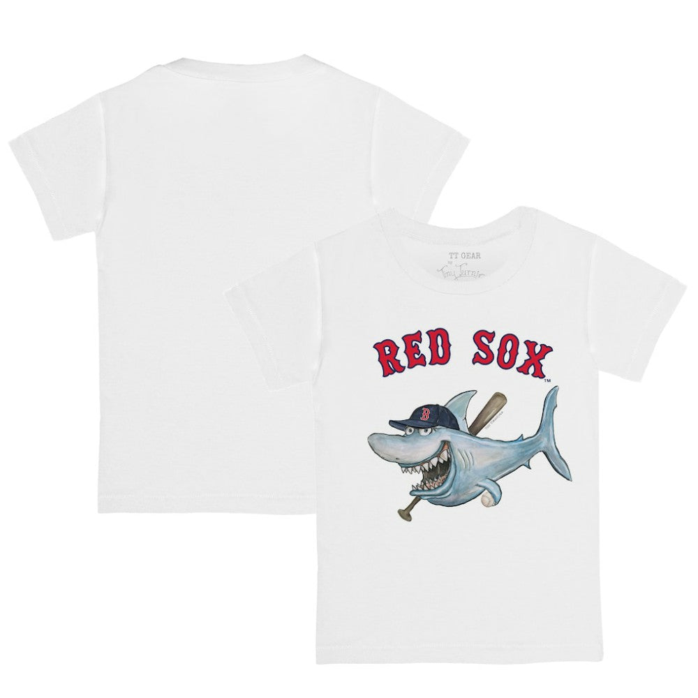 White Boston Red Sox Tiny Turnip Youth Shark Logo T-Shirt