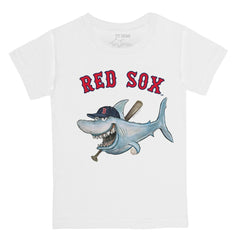White Boston Red Sox Tiny Turnip Youth Shark Logo T-Shirt