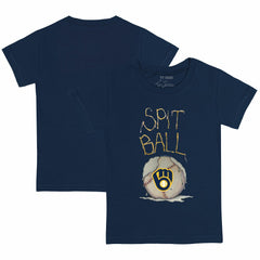 Navy Milwaukee Brewers Tiny Turnip Youth Spit Ball T-Shirt