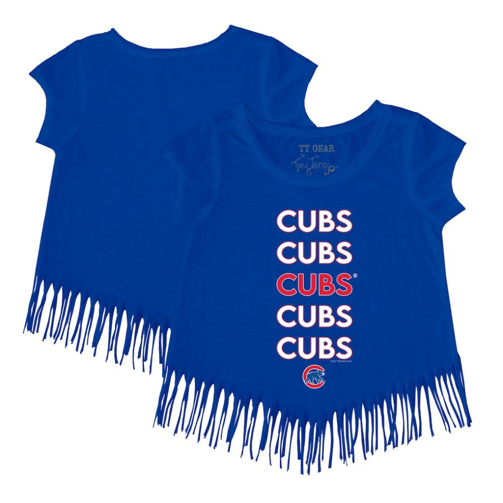 Royal Chicago Cubs Tiny Turnip Girls Youth Stacked Fringe T-Shirt