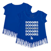 Royal Los Angeles Dodgers Tiny Turnip Girls Youth Stacked Fringe T-Shirt