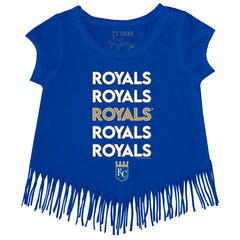 Royal Kansas City Royals Tiny Turnip Girls Youth Stacked Fringe T-Shirt
