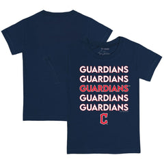 Navy Cleveland Guardians Tiny Turnip Youth Stacked T-Shirt