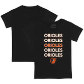 Black Baltimore Orioles Tiny Turnip Youth Stacked T-Shirt