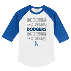 White/Royal Los Angeles Dodgers Tiny Turnip Youth Stacked 3/4-Sleeve Raglan T-Shirt