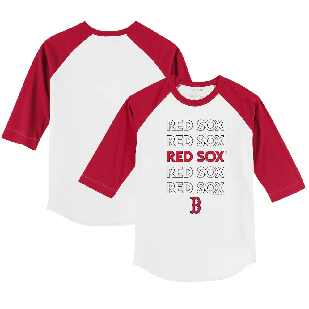 White/Red Boston Red Sox Tiny Turnip Youth Stacked 3/4-Sleeve Raglan T-Shirt