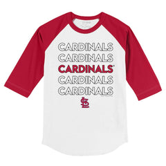 White/Red St. Louis Cardinals Tiny Turnip Youth Stacked 3/4-Sleeve Raglan T-Shirt